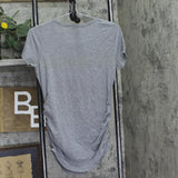 Motherhood Maternity Neck Adding a Little Love Graphic Maternity T-Shirt Gray S