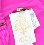 Becca Monte Carlo Virtue Ring Ribbed One-Piece Swimsuit 221057 Azalea Pink L