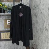 Ava & Viv Women's Plus Size FLowy Collared Open Layering Cardigan Black 3X