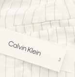 Calvin Klein Womens Pinstriped Belted Pleated Linen Blend Pants Khaki White 16