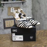 INC International Concepts Lace-up Heel Strappy Sandals Zebra Black White 7.5M