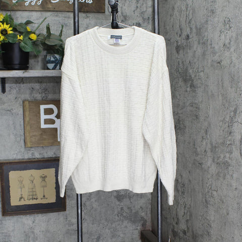 Takeout Womens Knit Vintage USA Made Oversized Pullover Sweater Ivory 2