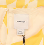 Calvin Klein Womens Printed Chiffon Sleeveless Top Lemon Amber Yellow Multi XL