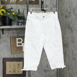 Christopher & Banks Womens Crop Relaxed Fit High Rise Jeans White 4