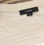 Vince Short Sleeve Stripe Loose Knit Crew T-Shirt Coyote Brown / Off White S