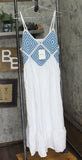 Raviya Womens Plus Size Crochet Flounce-Hem Cover Up 76613X White / Blue 2X