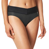 Warner's No Pinching No Problems Lace Panty Hipster Panties Black White Dot 3XL