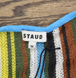Staud Womens Tie Front Spritz Wrap Coverup Crochet Dress Blue Skate Stripe M