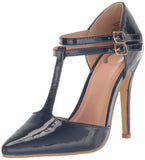 Journee Collection Womens T-Strap Tru Pump Stiletto Heels TRU Navy Blue 7.5M