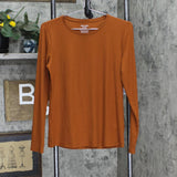 Nine West Women's Long Sleeve Crewneck Top WW13K002RS6 Brick Brown M