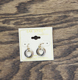Ear Sense Two-Tone Twist Knot Ring Hoop Drop Earrings Gold / Silver Gray 1"
