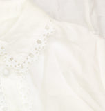 Aqua Button Up Lace Trim Blouse IBO26719 White XS