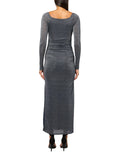 GUESS Long Sleeve Shimmer Knit Side Slit Sweetheart Sharae Dress Blue Gray 2
