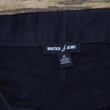 Nautica Women's Pull On Twill Tummy Control Shorts 1745029 Navy Blue M
