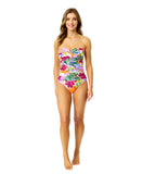 Anne Cole Twist Front Shirred One-Piece Swimsuit Mod Tropical White Multi 12