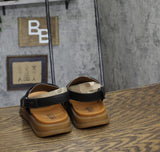 Earth Womens Leah Round Toe Strappy Casual Flat Sandals ETLEAH Black Leather 9M