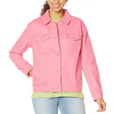DG2 Womens Plus Size Neon Denim Trucker Jacket 697854 Neon Pink 2X