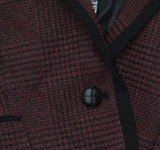 Kasper Single Button Framed Notch Collar Blazer Jacket Shiraz Red / Black 14