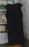Honey & T Womens Ribbed Ruffle Cap Sleeve Plus Size Dress Black 1X