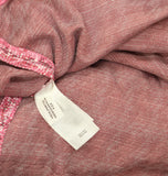 Halston Tweed Faux Wrap Embellished 3/4 Sleeve Shift Dress Fuchsia Pink 12