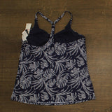 Island Escape Printed Underwire Racerback Tankini Top Navy / White Blue 10