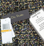 City Studio Boucle Sheath Pocketed V Neck Sleeveless Dress Black Multi 3/4