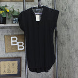 Almost Famous Juniors Cap-Sleeve High-Low Utility Tunic Black M