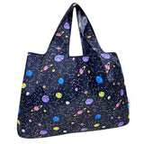 Wrapables Foldable Nylon Reusable Grocery Tote Bag Outer Space Blue Multi Large
