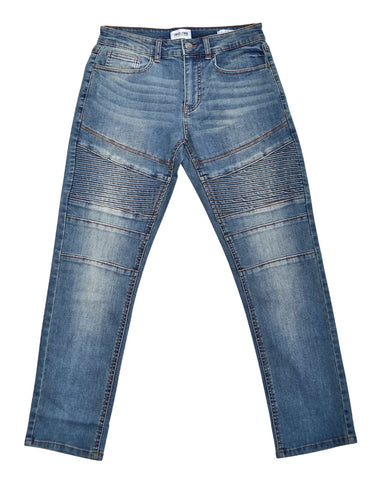 Ring Of Fire Boys Chase Moto Denim Slim Jeans RBB0931 Dusk Wash Blue 16