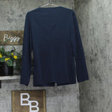Calvin Klein Womens Stretch Crepe Zip Front Jacket 44C442G Dark Sapphire Blue M