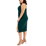 Emerald Sundae Womens Plus Ruched Drapey Midi Dress GRWP3405 Hunter Green 14W