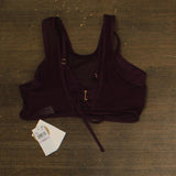 Becca Muse Mesh Overlay Convertible Bralette Bikini Swim Top Aubergine Purple D