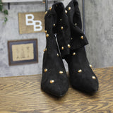 A New Day Studded Faux Suede Mid-Calf Boots with Cone Heel Jet Black 8.5M