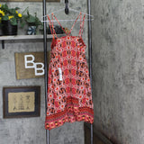 Teeze Me Juniors Printed Handkerchief-Hem Shift Dress Red Paisley M