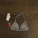 Red Carter High Reversible Bikini Swim Top Indigo Blue Dye / Leopard Multi S