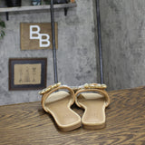 A New Day Womens Kelsey Rhinestone Buckle Slide Sandals 91637708 Tan Brown 5.5M
