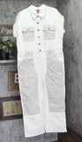 Woolrich X TGT Short Sleeve Western Denim Jean Jumpsuit Cream Off White 16