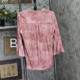 Ny Collection 3/4 Bell Sleeve Pleat Front Y-Neck Top MNKU2046 Mauve Pink M