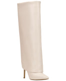 INC International Concepts Skylar Cuff Pointed-Toe Dress Boots White Smooth 5M
