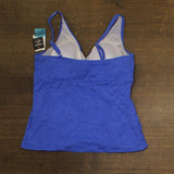 Swim Solutions Printed Twist-Front Tankini Swim Top Blue Paisley Jacquard 18