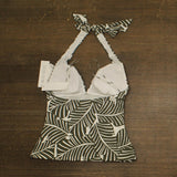 DKNY Womens Shirred Halter V-Neck Tankini Top Swim DIMKS215 Jungle Palm Green S