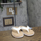 Aerosoles Jordyn Cushioned Flip Flop Thong Sandals White Faux Leather 9.5M