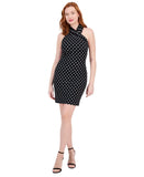 RACHEL Rachel Roy Harland Printed Halter Knit Dress Black / White Polka Dot XL
