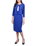 Ny Collection Cropped Open Front Textured Jacket PNY9115 Cobalt Lucenda Blue 10P