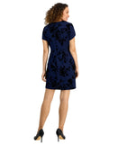 Connected Apparel Petite Square-Neck Flocked Sheath Dress Midnight Blue 8P