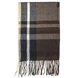 Alpine Swiss Mens Plaid Scarf Soft Winter Fringe 87987642 Brown Navy Multi