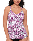 Swim Solutions Womens Tiletale V-Neck Tankini Swim Top 806834 Magenta Purple 12
