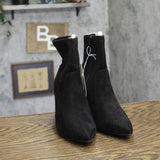 A New Day Womens Sienna Low Shaft Heeled Boots Faux Suede 94637450 Black 5.5M