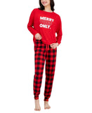 Jenni Womens Long-Sleeve Pajama Shirt Top 100173608MS Red XL