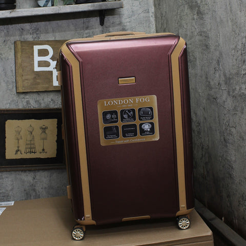 London Fog Check-in Expandable Spinner Suitcase Hard Shell Merlot Red 31.5"